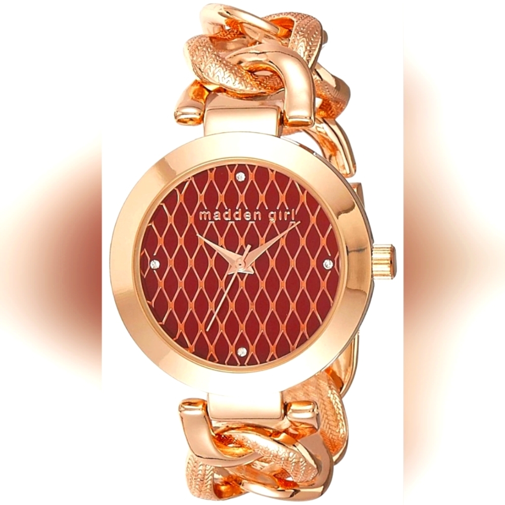 Madden Girl Rose Gold 7" Chain-Link Women's Watch